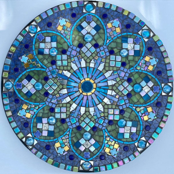 Mandala 1, Mandala Mosaic, Mixed Media Mandala Mosaic, Glass Mosaic