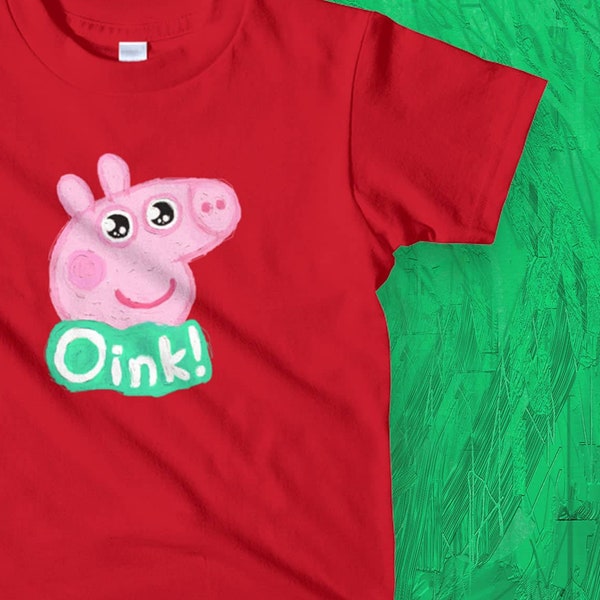 Peppa Oink! Shirt for Kids, Peppa Pig TV Show T-Shirt, Fanart Print, Printed Cotton Tshirt, Short sleeve kids tee, Gift for Childrens, FIGUE