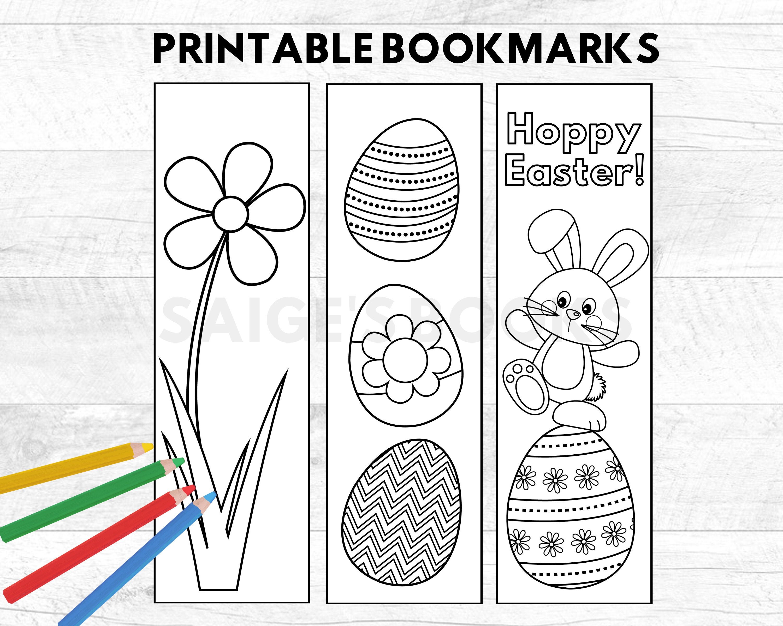 Printable Easter Bookmarks Kids Coloring Bookmarks Etsy
