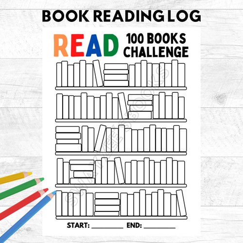 Read 100 Books Challenge Reading Log Printable Kids - Etsy