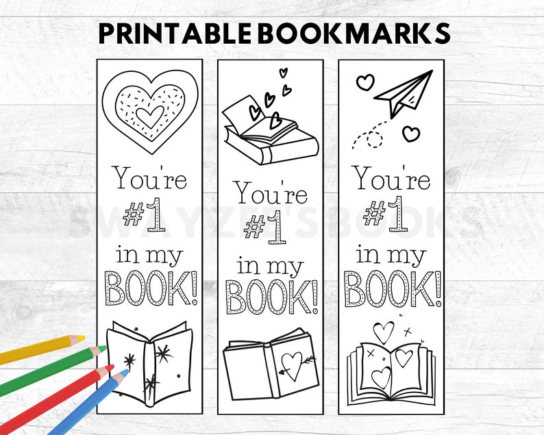 Printable Valentine Bookmark Coloring Bookmark Etsy