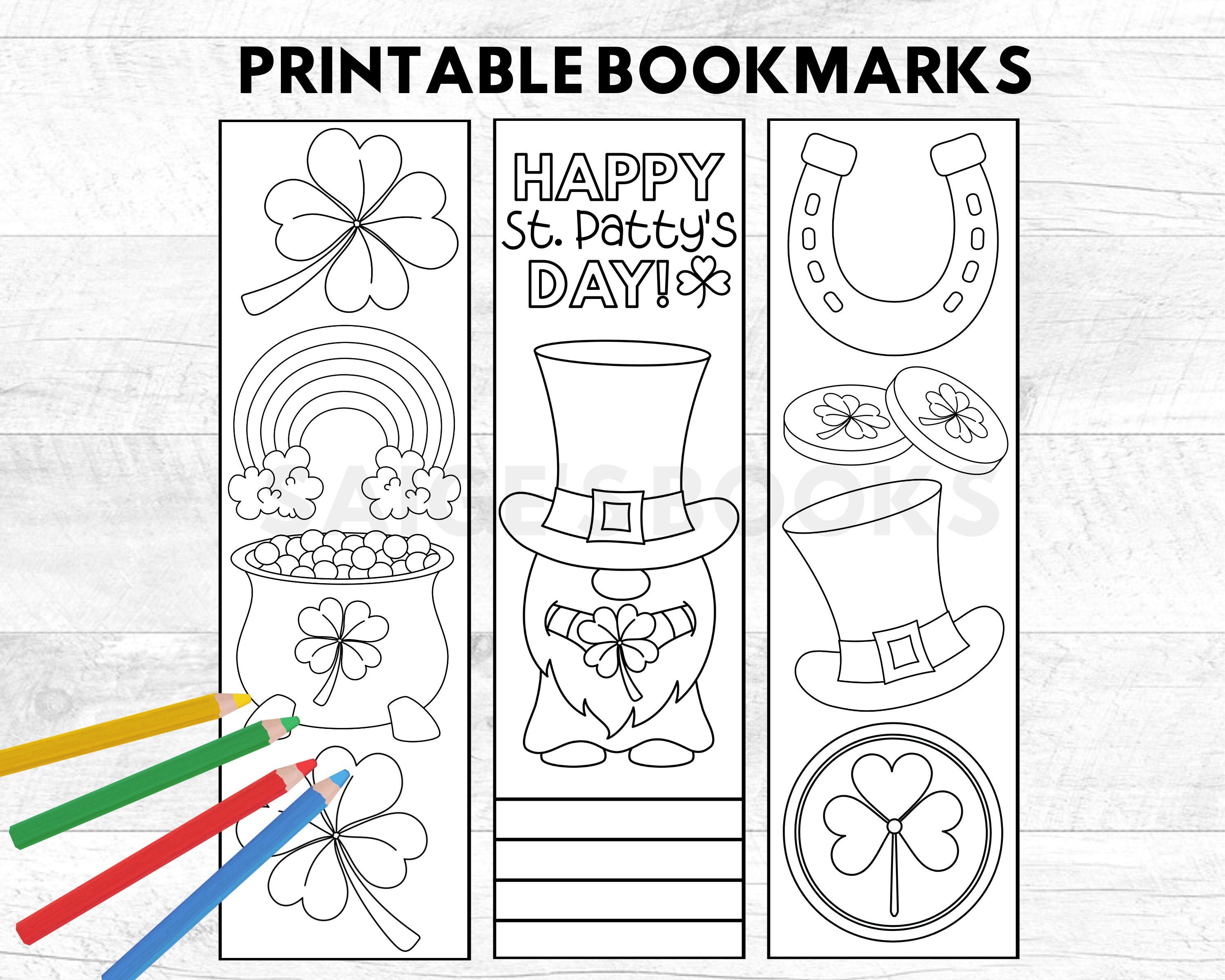 Printable St Patrick s Day Bookmarks Kids Coloring Etsy Printable St Patrick s Day Bookmarks Kids Coloring Etsy