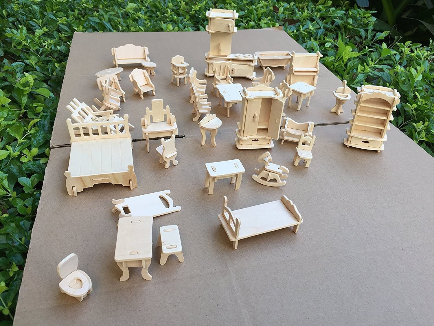 Dollhouse Furniture Set 3D Laser Cut Wood Puzzle 34 Piece Etsy