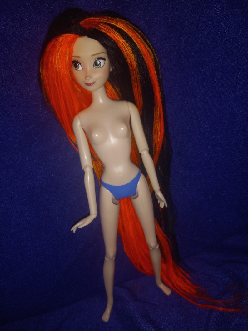 Ooak yarn rerooted disney frozen anna doll image 4