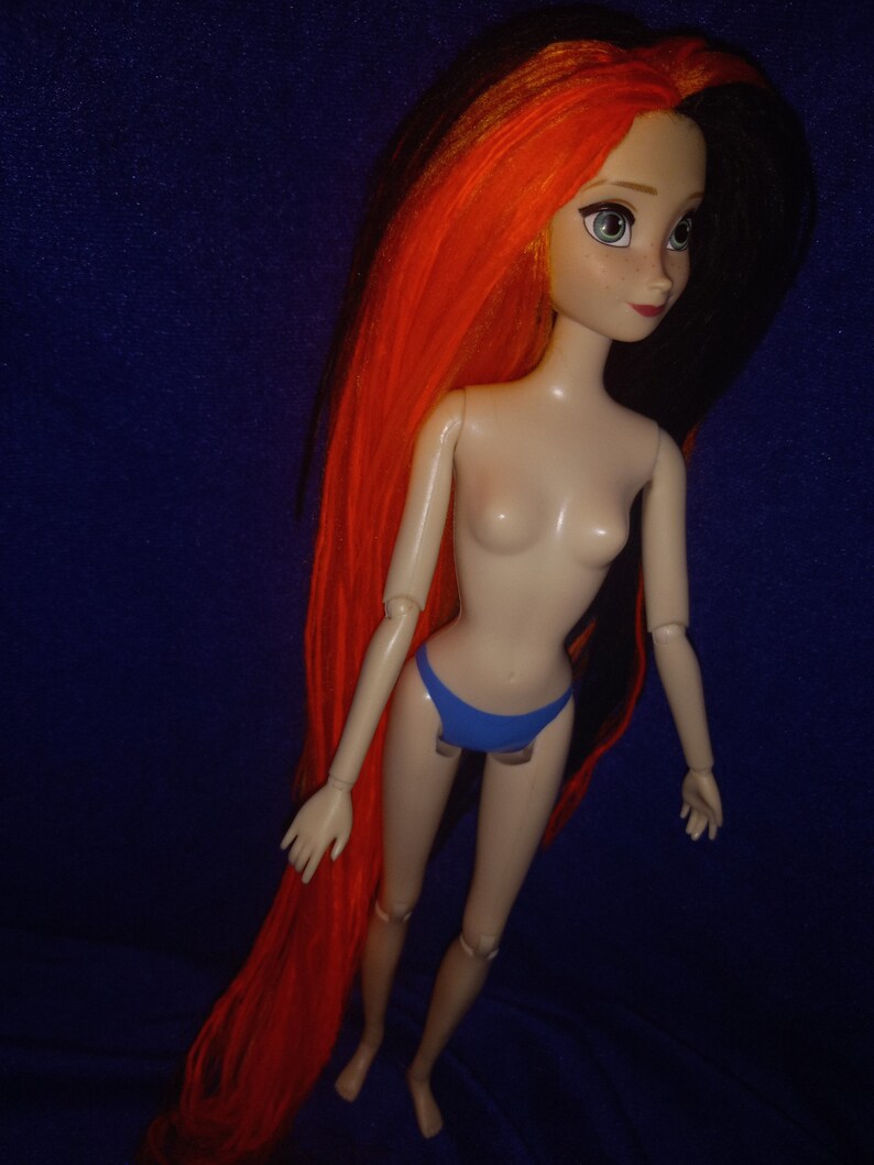 Ooak yarn rerooted disney frozen anna doll image 3