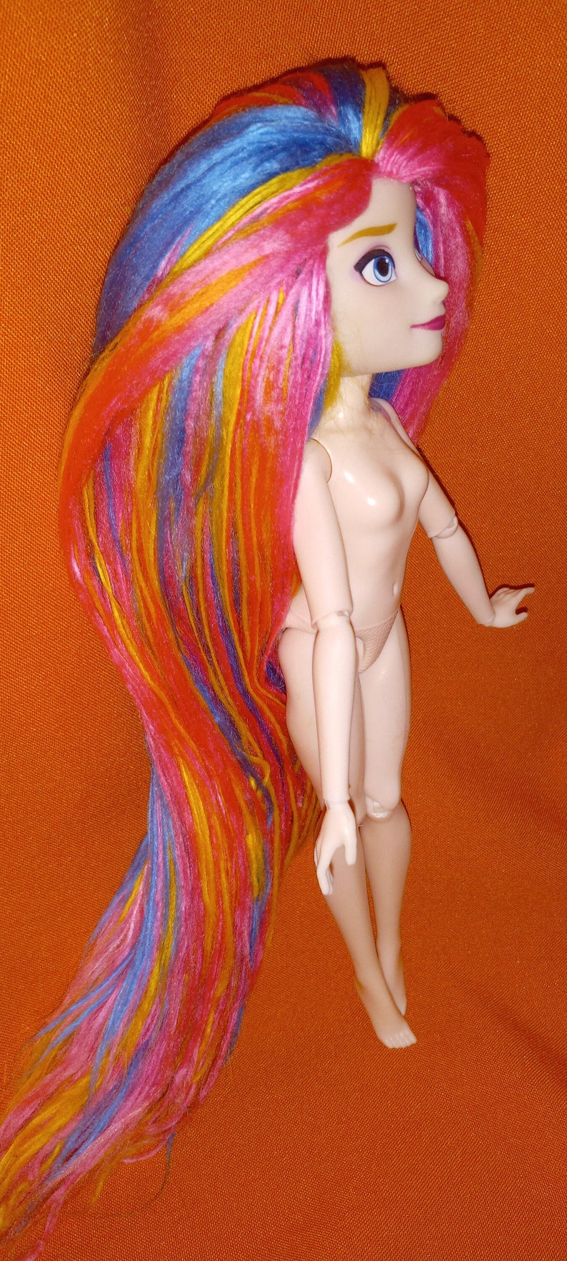 Ooak yarn rerooted Elsa doll image 1