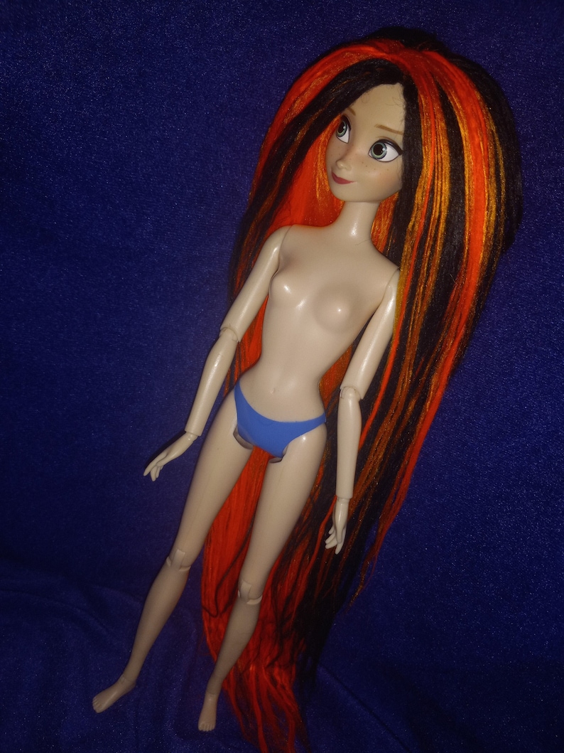 Ooak yarn rerooted disney frozen anna doll image 1