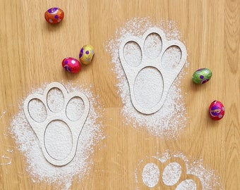 Set of 2 Easter footprints ~ Wooden Paw Print Template ~ Easter Bunny Paw Print Stencil