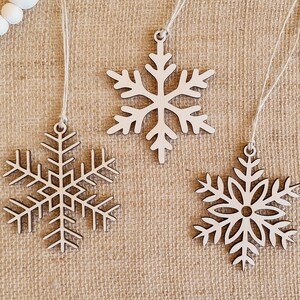 Wooden Snowflake Ornaments Wooden Christmas Tree Decorations Gift tags Christmas Décor Christmas tree ornaments image 2