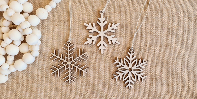 Wooden Snowflake Ornaments Wooden Christmas Tree Decorations Gift tags Christmas Décor Christmas tree ornaments image 2