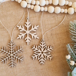 Wooden Snowflake Ornaments Wooden Christmas Tree Decorations Gift tags Christmas Décor Christmas tree ornaments image 1