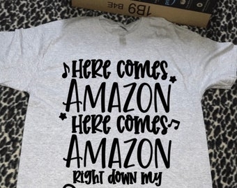Funny Christmas Shirt Here Comes Amazon Shirt Women's - Etsy