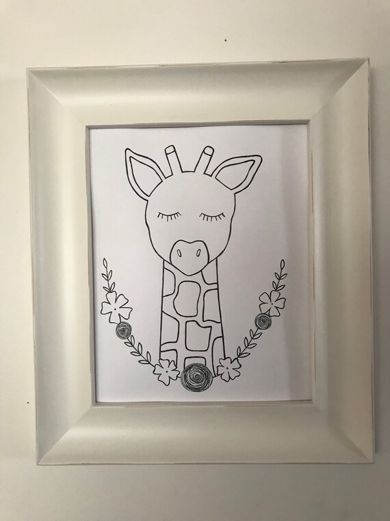 Hand Drawn Giraffe Kids Room Decor