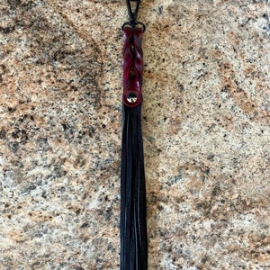 Burgundy and Black Twisted Ribbons Keychain