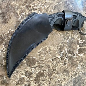 Leather Sheath for Karambit Style Knife Antique Black. image 2