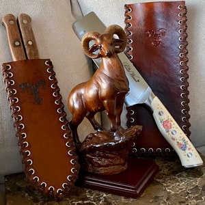 Cowhide Leather Knife Sheath, 8 inch Chef Knife Guard, Heavy Duty Universal Knife Cover or Sleeves, Chef Meat Cleaver Sheath with Belt Loop(82lx22w)