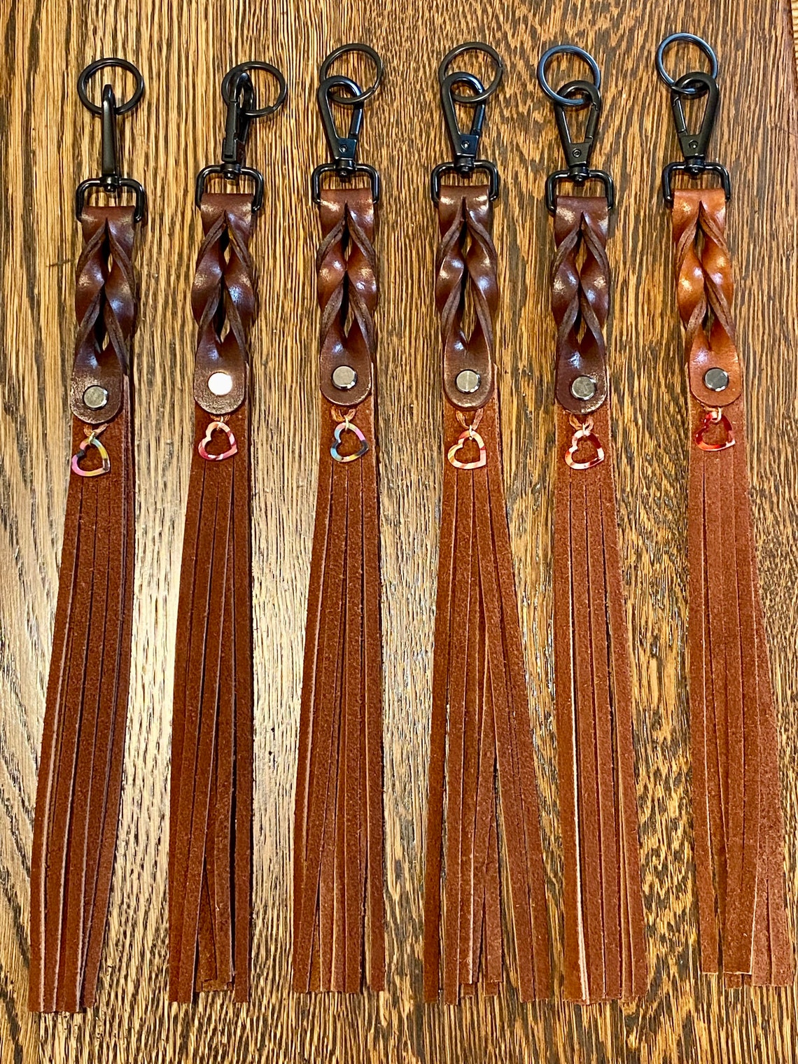 Sweetheart Twisted Ribbons Keychain. Veg Tanned Leather Dark - Etsy