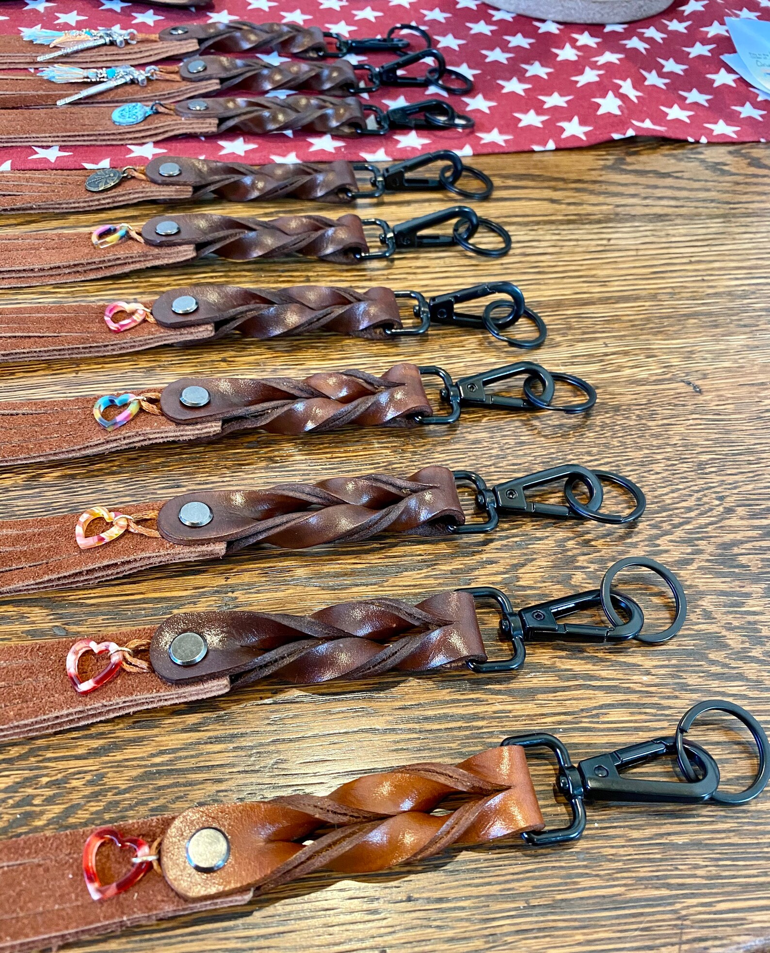 Sweetheart Twisted Ribbons Keychain. Veg Tanned Leather Dark - Etsy