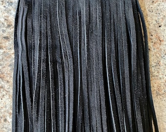 Black Suede Fringe for Purse Accessories, Apparel Accents, Jewelry and Many Craft Projects.
