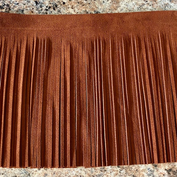 Rich Cinnamon Brown Suede Fringe for DIY Crafting.  Purse Accent Available in Two Sizes.