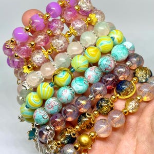 10mm glass bead bracelets (assorted designs)