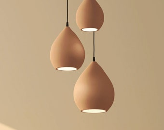 Organic Contemporary Ceramic Pendant Light, Handmade Hardwired / Plug in Island Lighting – Naaya CEPA