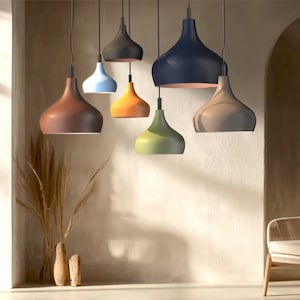 Clay Pendant light, handmade, home decor light, Plug in Pendant Lights, MORNING BELL COLOR Ceiling light, kitchen light, house warming gift