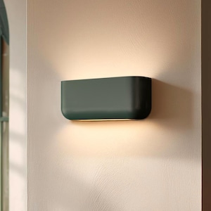 Contemporary Ceramic Wall Sconce, Geometric Up Down Bedroom or Living Room Light, Hardwired or Plug In – LIGHTBOX COLOR