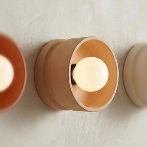 Minimal Round Ceramic Wall Light, Organic Sconce, Contemporary Home Decor, Naaya BAND
