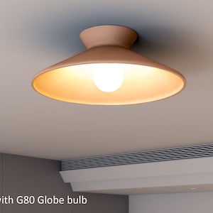 Organic Ceramic Flush Mount Ceiling Light, Retro Geometric Pendant, Low Profile Fixture
