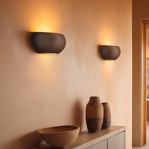 Naaya BEAN Color Ceramic Wall Light-Handmade Up Down Sconce for Hallways, Bedrooms, Designer Interiors, Soft Glow for Livingrooms, Entryways