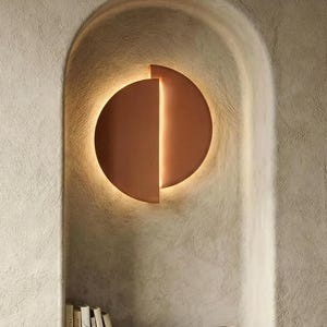 Half Moon Ceramic Wall Sconce, Wabi-Sabi Japandi Ambient Hardwired / Plug-in Accent Lighting  – Naaya MOON