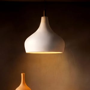 Handmade Ceramic Pendant Light, hanging lamp for kitchen island - Naaya Morning Bell