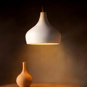 Handmade Ceramic Pendant Light, hanging lamp for kitchen island - Naaya Morning Bell