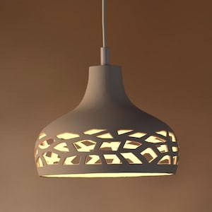 Boho Cutout Ceramic Pendant light fixture, Warm Hardwired / Plug-In Glow – Naaya DAZZLE 2