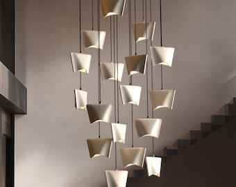 Contemporary Ceramic Pendant Chandelier, Subtle Sculptural Design - Naaya SACHET