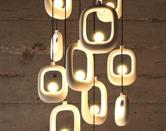 Statement Ceramic Jar Chandelier for Contemporary and Art Deco Interiors – Naaya LIGHT JAR
