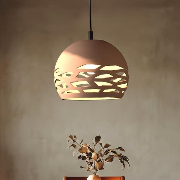 Decorative Cut Ceramic Pendant hanging lamp, Modern Plug-In Accent – Naaya ORBIC SHEEN