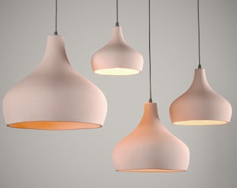 Concrete Pendant Light Etsy
