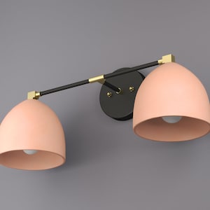 Ceramic and Brass Hardwired / Plug-In Wall Sconce, Modern Vanity Accent Light – Naaya MINI DOME