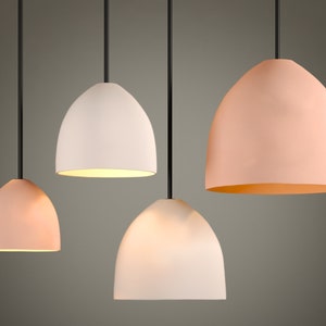 Naaya Dome terracotta and natural clay ceramic pendant lights pair kitchen island dining room handmade satin matte plug in hardwired Naaya
