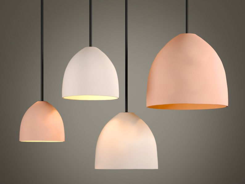 Naaya Dome terracotta and natural clay ceramic pendant lights pair kitchen island dining room handmade satin matte plug in hardwired Naaya