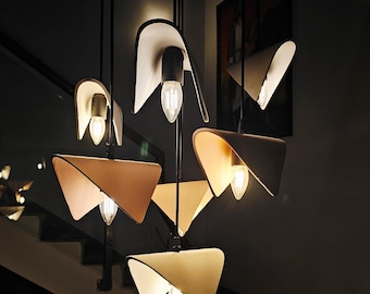 tairwell Chandelier Ceramic Sculptural, High Ceiling Pendant Light for Foyer or Entryway, Plug In or Hardwired - FLIGHT