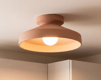 Architectural Ceramic Flush Mount Ceiling Light, Contemporary Designer Fixture, Personalized Handmade - FLUX