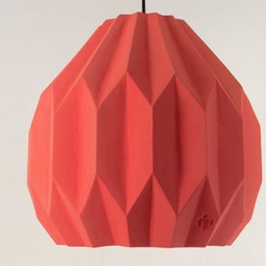 Home decor handmade red Origami Ceramic Pendant Light- Naaya PEONY BUD, Clay Light Fixture, gift idea, Designer Lighting, Statement