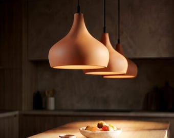 Handmade Ceramic Pendant Light, hanging lamp for kitchen island - Naaya Morning Bell