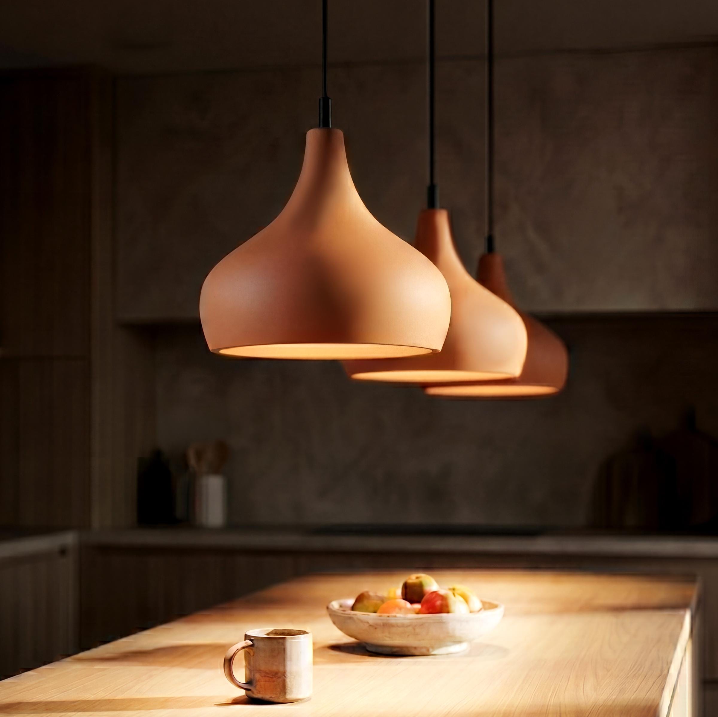 Handmade Ceramic Pendant Light, Terracotta Clay Hanging Lamp