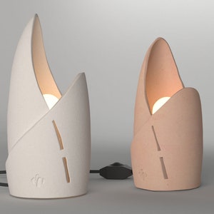 Naaya HUG Ceramic Table Lamp with Dimmer – Handmade Clay Desk & Bedside Light for Mantle, Fireplace, Living Room, Corners, Home Decor