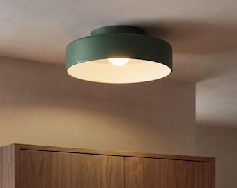 Niedrige Deckenleuchte Keramik, Unterputz für Küche oder Bad, handgefertigte Terrakotta oder weißer Ton - CANISCOLOR