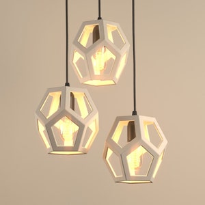 Small ceramic pendant light Multi Unit Chandelier, Small Cluster Lights Naaya DODECA Stairwell Fixture, home decor, gift, night light